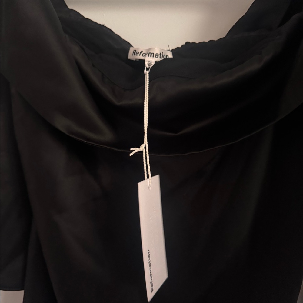 Reformation Midnight Black shoulder dress